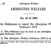 Aborigines Welfare Repeal Ordinance 1965