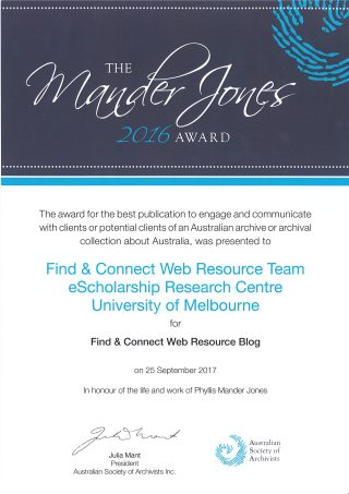 ASA Mander Jones award